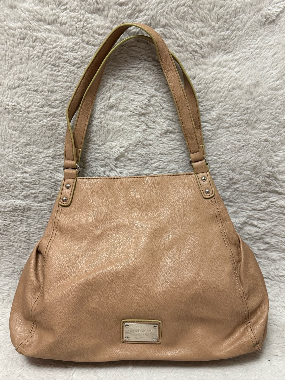 Nine West Beige/Tan Leather Shoulder Tote